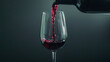 red wine is poured into a glass goblet