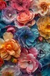 Colored flowers wallpaper top view Rainbow roses wide banner