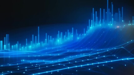 Wall Mural - abstract technology background with glowing lines and bokeh. 3d rendering, Glowing blue lines and an abstract data system on a black background representing a complex data flow