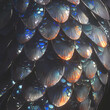 A close-up view of iridescent tropical fish scales with a dreamy, shimmering appearance.