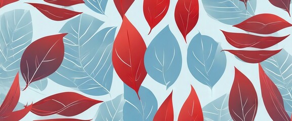 Canvas Print - 'vector leaves natural seamless wallpapers Light Pattern gradient abstract pattern leaves backdrop Blue trendy Red elegant fabric'