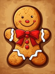 Wall Mural - Cheerful Gingerbread Cookie