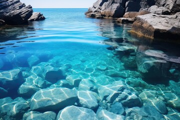 beautiful blue lagoon with clear water nature landscape