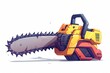 Against a crisp white background, a vivid 2D icon of a handle chainsaw, designed for web use, is highlighted in this cartoon illustration  8K , high-resolution, ultra HD,up32K HD