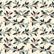 Scandinavian birds seamless pattern