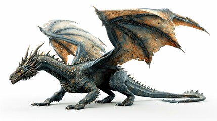 Wall Mural - Vector illustration clipart of dragon over white background.