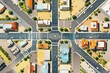 asphalt road in big city view from above illustration