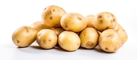 Canvas Print - A pile of spuds on a white surface