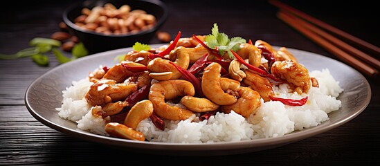 Sticker - Plate of rice and cashews