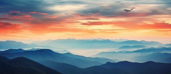 Sticker - Mountain Range and Colorful Sky View