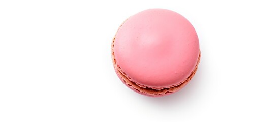 Wall Mural - Pink macaron on white surface