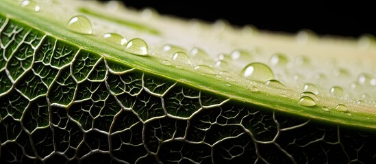 Canvas Print - A leaf covered in water droplets