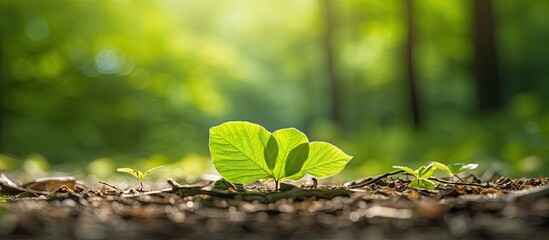 Canvas Print - A leaf emerging in the forest