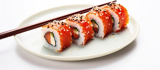 Canvas Print - Plate of sushi with chopsticks