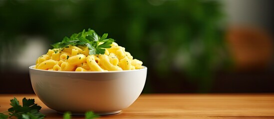 Canvas Print - Bowl of noodles garnished with parsley