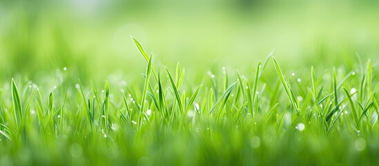 Poster - Green grass with water drops