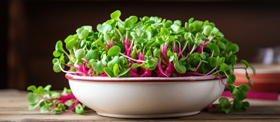 Wall Mural - Fresh sprouts in bowl on table