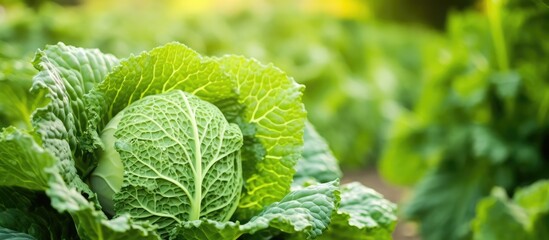 Poster - A cabbage plant in a field