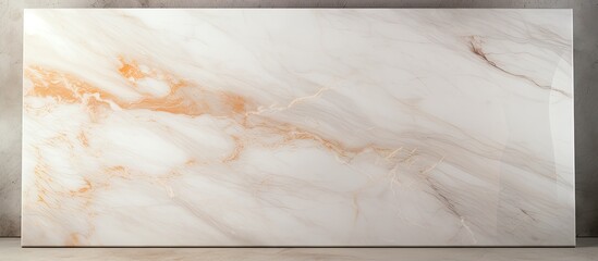 Poster - White and orange marble slab on marble wall