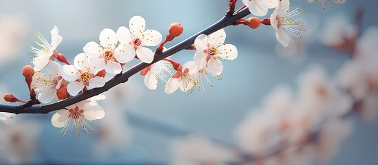 Canvas Print - Tree branch adorned with white blossoms