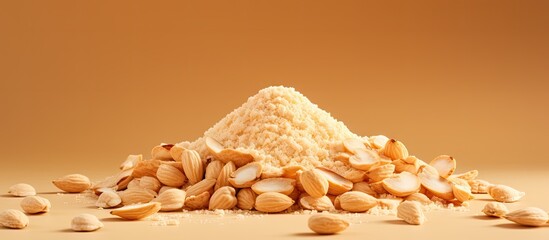 Poster - Pile of nuts near flour on table