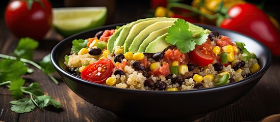 Sticker - Mexican rice bowl with fresh avocado and tomatoes