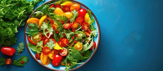 Canvas Print - Fresh salad bowl with tomato and greens