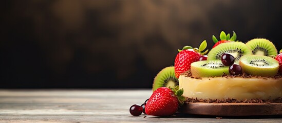 Sticker - Cake adorned with kiwi, strawberries, and cherries