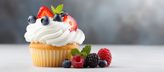 Sticker - Cupcake adorned with cream and berries