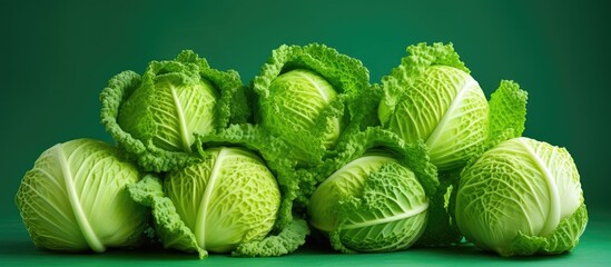 Canvas Print - Close-up of cabbage on green surface