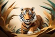 tiger wildlife animal paper art illustration