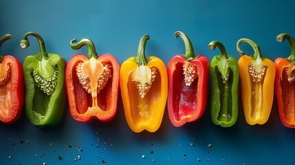 Sticker - Fresh and Colorful Bell Peppers Arrangement, generative ai