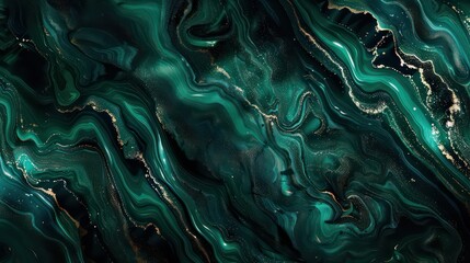 Wall Mural - Amazing abstract dark green texture. 3d vertical banner emerald royal color. Oil marble picture with glowing effect. Wavy fluid trendy modern background