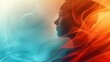 Ethereal Profile of a Woman in Vibrant Red and Blue Abstract Colors.