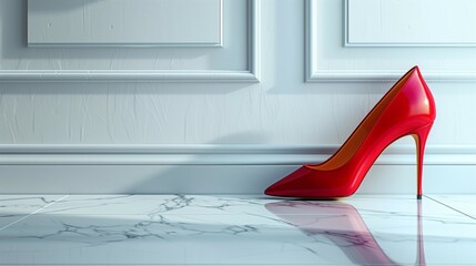 Canvas Print - Chic Red High Heels Against Clean Background, generative ai