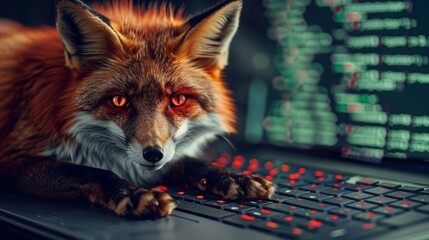 A fox, known for its cunning, develops stealth software, leading the way in private and secure communications technology, business concept