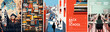 © Ardea-studio - University and education. Vector illustration of graduation at school, pattern from books of textbooks, school street and lesson of students in the classroom for background and poster