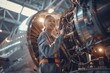 © Yuliia - Skilled young airplane mechanic plane check engine avionics hangar industry technology experienced engineer safety scheduled maintenance transportation jet airport repair inspection replacement part