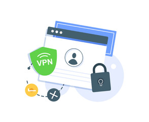 Wall Mural - vpn service to protect his personal data,privacy protection concept,secure web page and virtual priv
