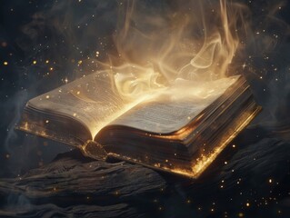 Wall Mural - Enchanted Book Emitting Magical Golden Light