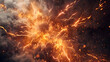 a cinematic background of an explosion with lightning. smoke and orange lighting 