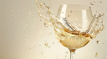 splash of white wine, isolated on white background