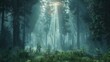 A detailed image of a forest clearing with a beam of light descending from a UFO, evoking a sense of wonder and mystery.