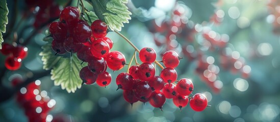 Wall Mural - Red Currants Hanging From Tree