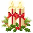 Festive Candles with Holly and Pine Decoration