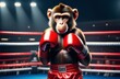 © Hamster - Monkey man with boxing gloves over colorful background