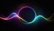 © Marcelo - vector abstract circles lines wavy in round frame colorful spectrum light isolated on black background with empty space for text in concept technology digital music science