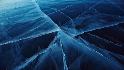 Wall Mural - ice texture cracks baikal abstract background winter ice transparent blue