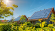 Residential Houses Harnessing Solar Energy: Blend of Modern Technology and Natural  Resources