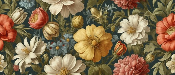 Canvas Print - vintage botanical flower bunch